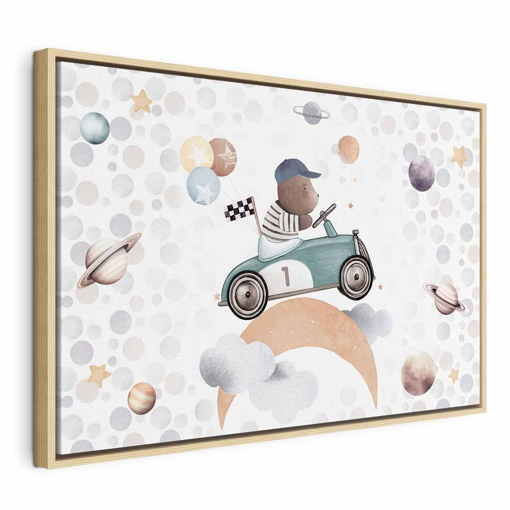 Canvas Print Galactic Races Bear in Pastel Space