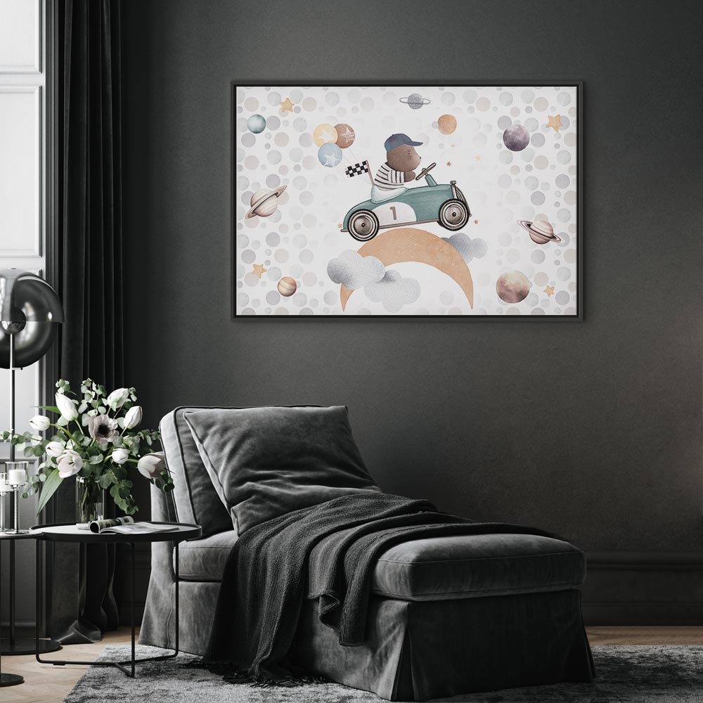 Canvas Print Galactic Races Bear in Pastel Space
