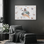 Canvas Print Galactic Races Bear in Pastel Space
