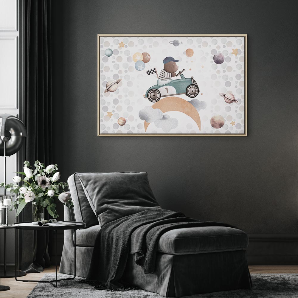 Canvas Print Galactic Races Bear in Pastel Space