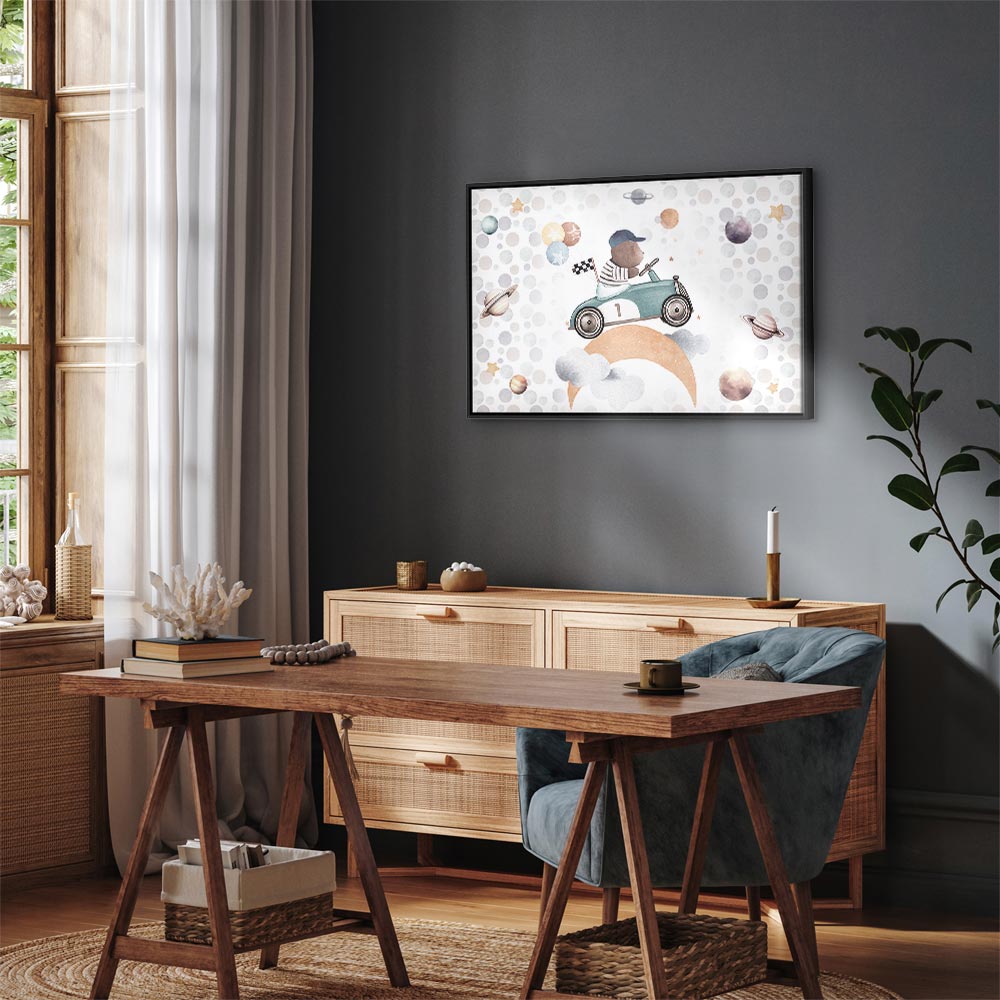 Canvas Print Galactic Races Bear in Pastel Space