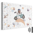 Pastel Space Bear Car Race Canvas Print