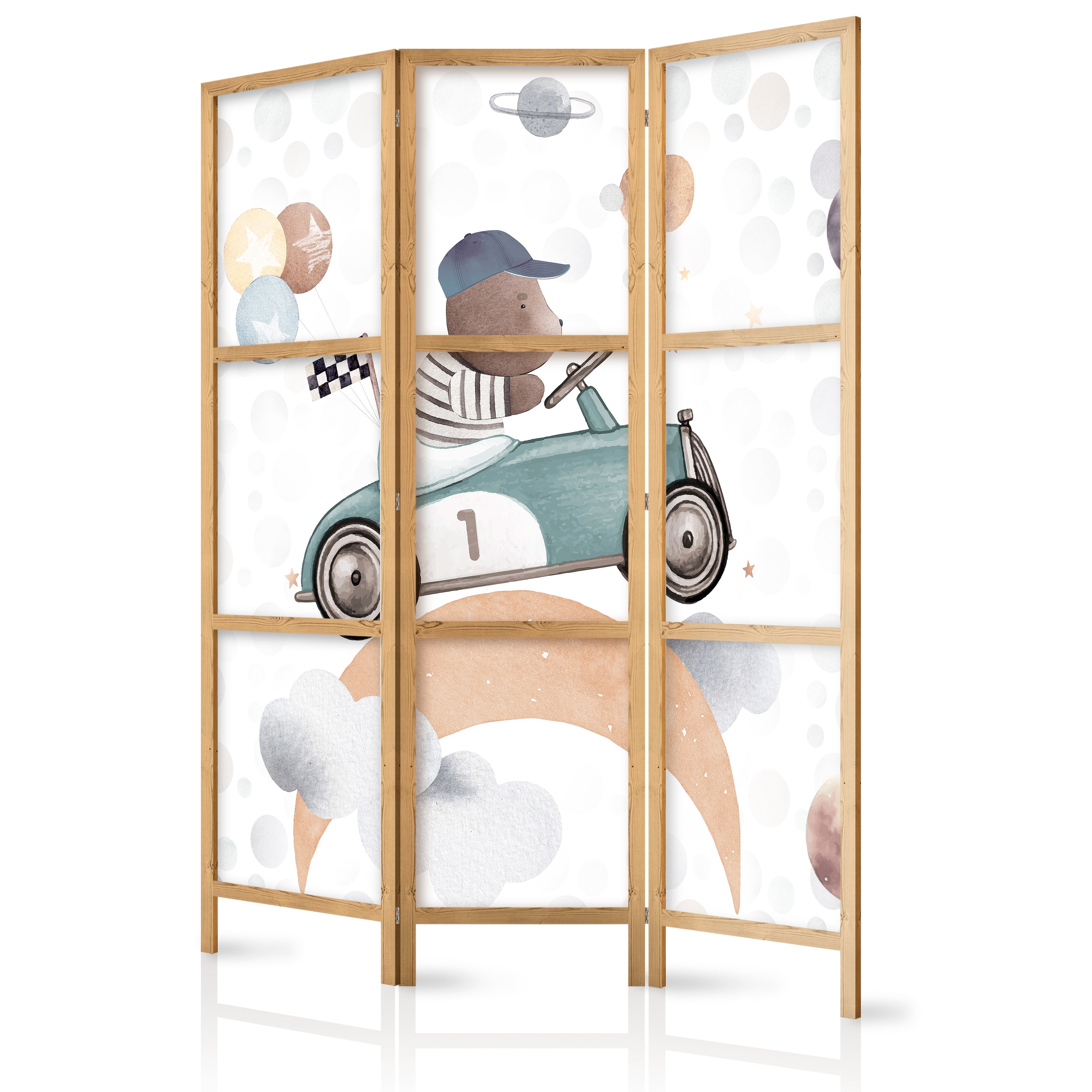 Pastel Japanese Room Divider with Bear Racing Theme