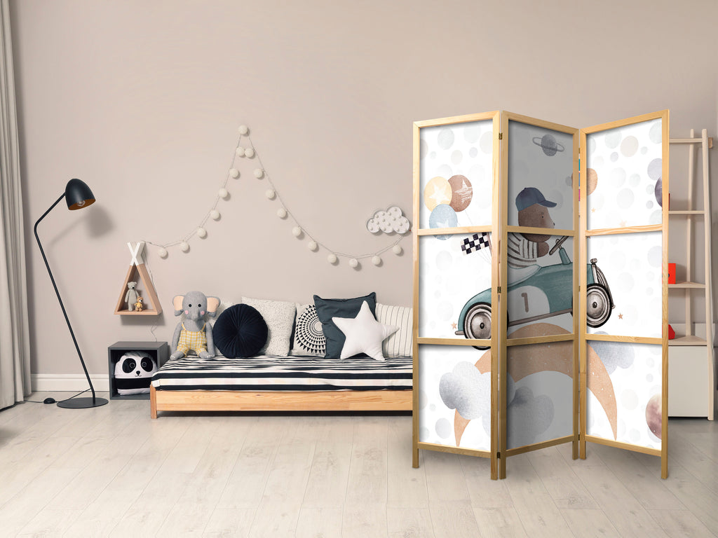 Pastel Japanese Room Divider with Bear Racing Theme