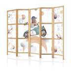 Japanese Room Divider - Galactic Races Bear in Pastel Colors