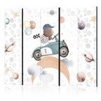 Room Divider Galactic Races Bear Theme in Pastel Hues