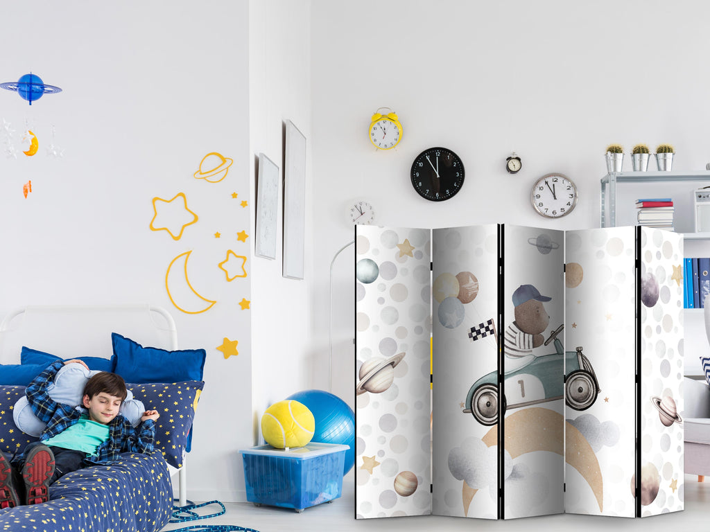 Room Divider Galactic Races Bear Theme in Pastel Hues