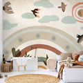 Rainbow Sky Birds Wall Mural