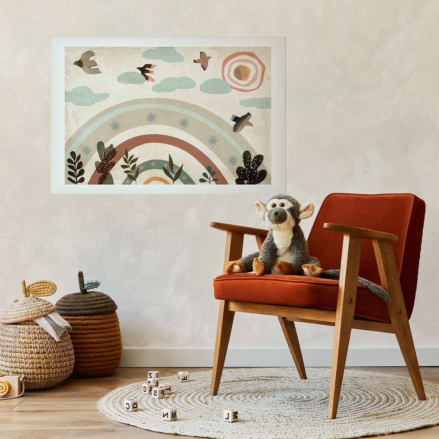 Rainbow and Birds Kids Poster