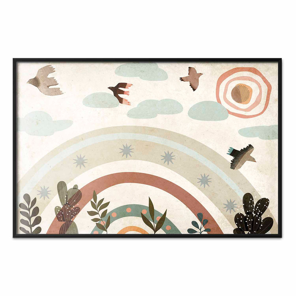 Rainbow and Birds Kids Poster