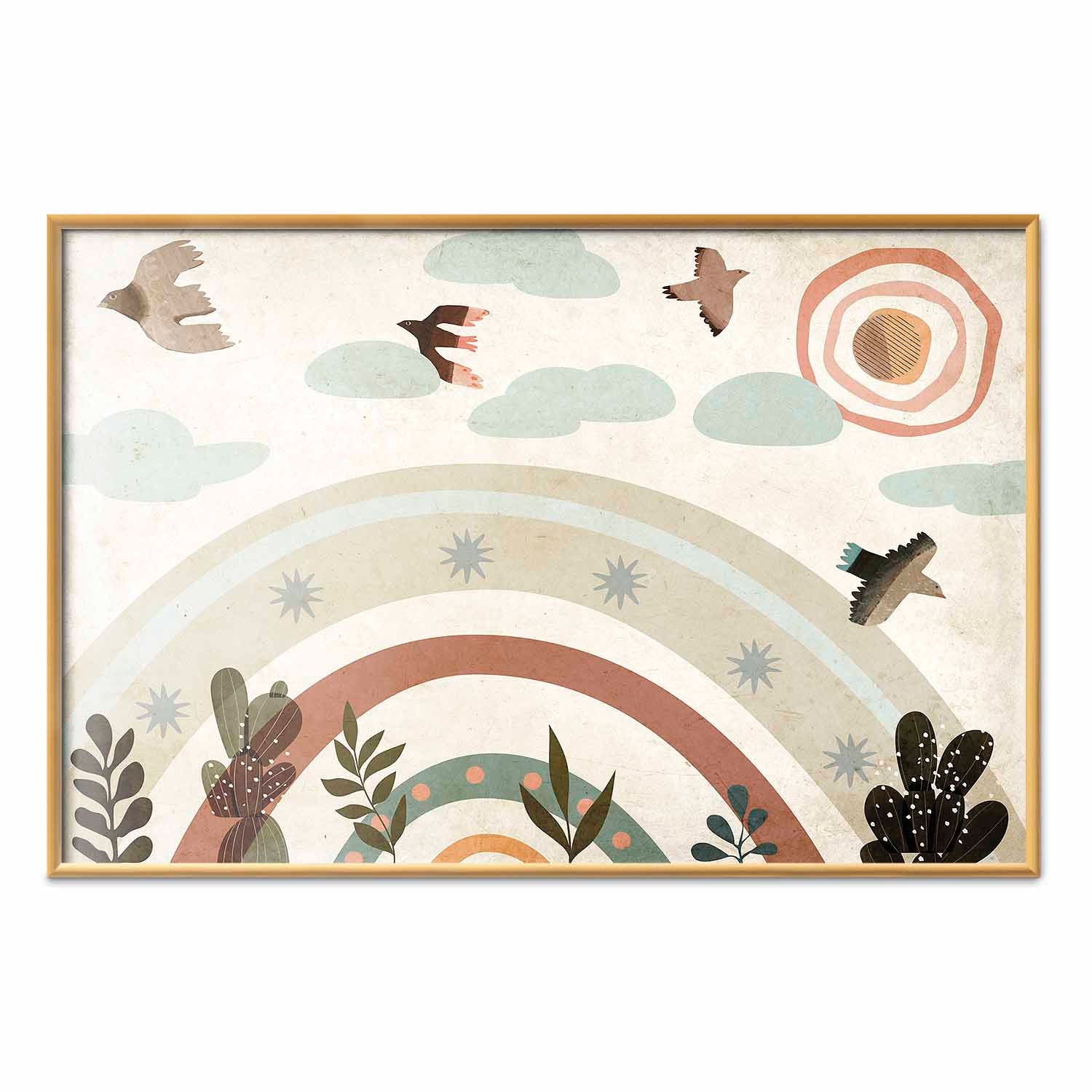 Rainbow and Birds Kids Poster