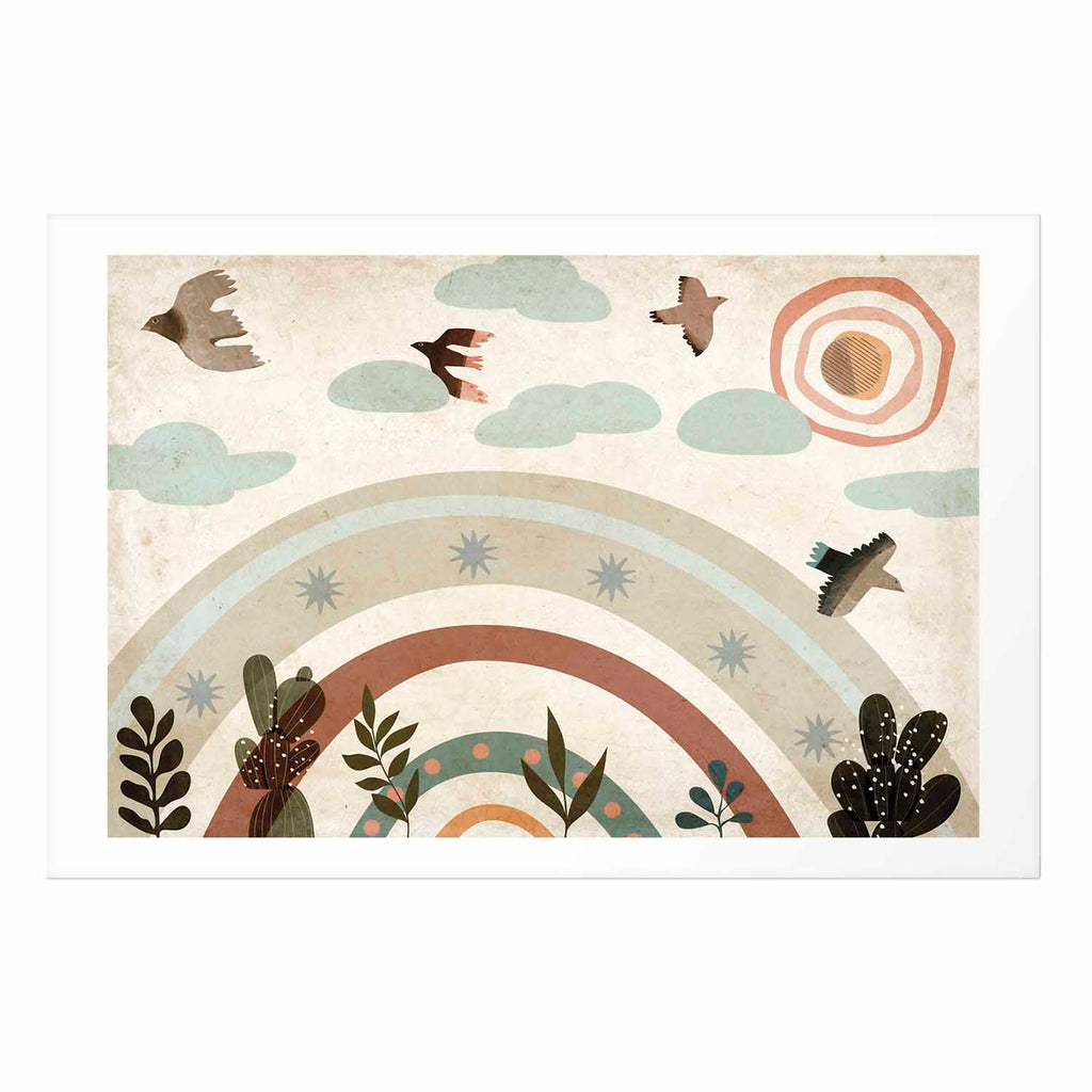 Rainbow and Birds Kids Poster