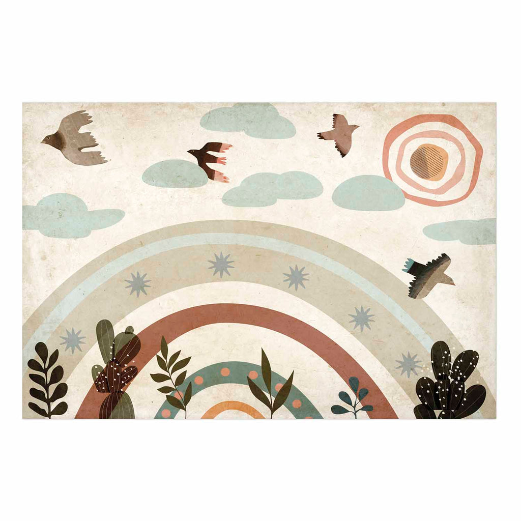 Rainbow and Birds Kids Poster