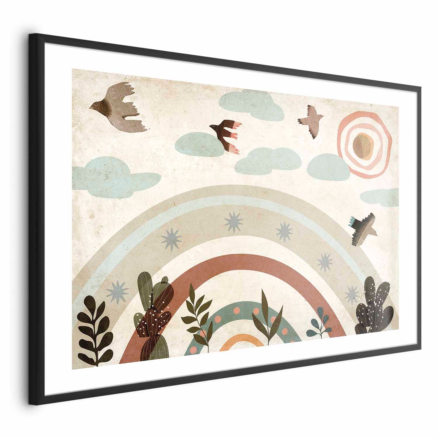 Rainbow and Birds Kids Poster