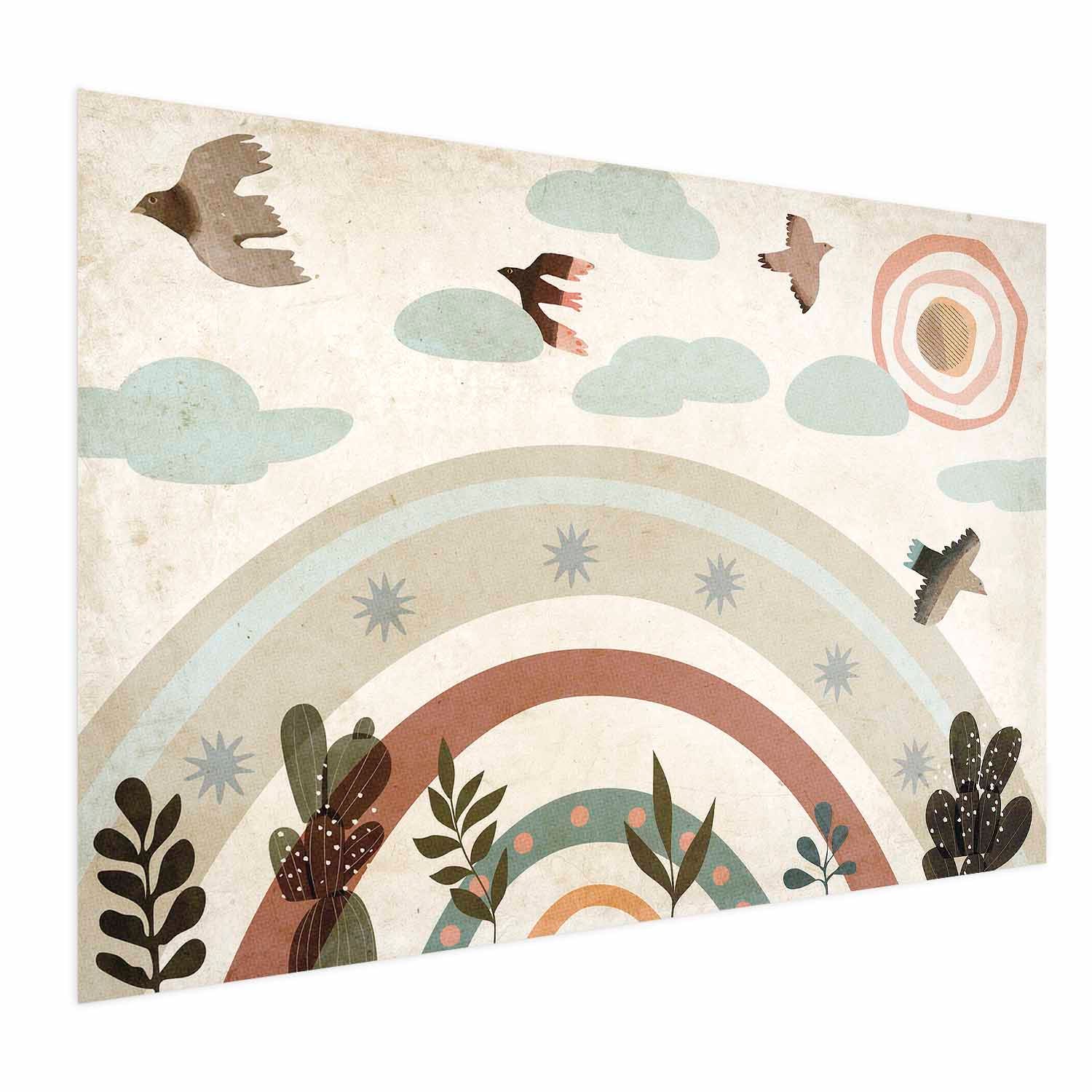 Rainbow and Birds Kids Poster