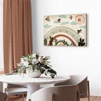 Canvas Print Rainbow and Sun Above Birds in Subdued Colors