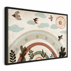 Canvas Print Rainbow and Sun Above Birds in Subdued Colors