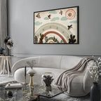 Canvas Print Rainbow and Sun Above Birds in Subdued Colors