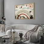 Canvas Print Rainbow and Sun Above Birds in Subdued Colors