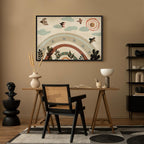Canvas Print Rainbow and Sun Above Birds in Subdued Colors