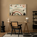 Canvas Print Rainbow and Sun Above Birds in Subdued Colors