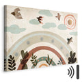 Rainbow Sun and Birds Kids Canvas Print