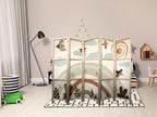 Japanese Room Divider with Birds and Rainbow - 5-Panel