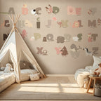 Wall Mural Beige Alphabet for Kids