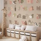 Beige Alphabet Letters Wall Mural