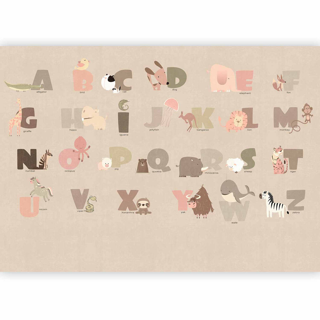 Wall Mural Beige Alphabet for Kids