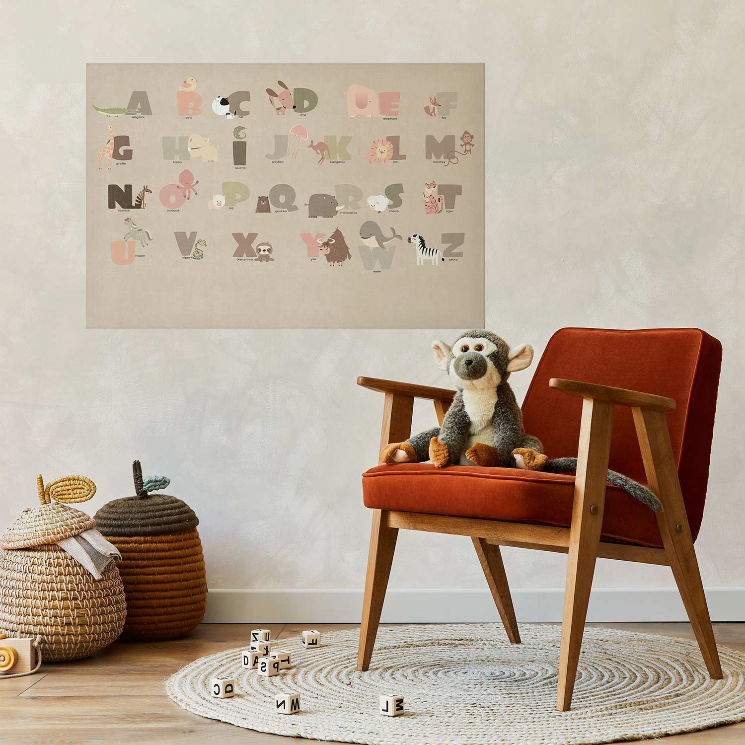 Beige Alphabet Kids Poster