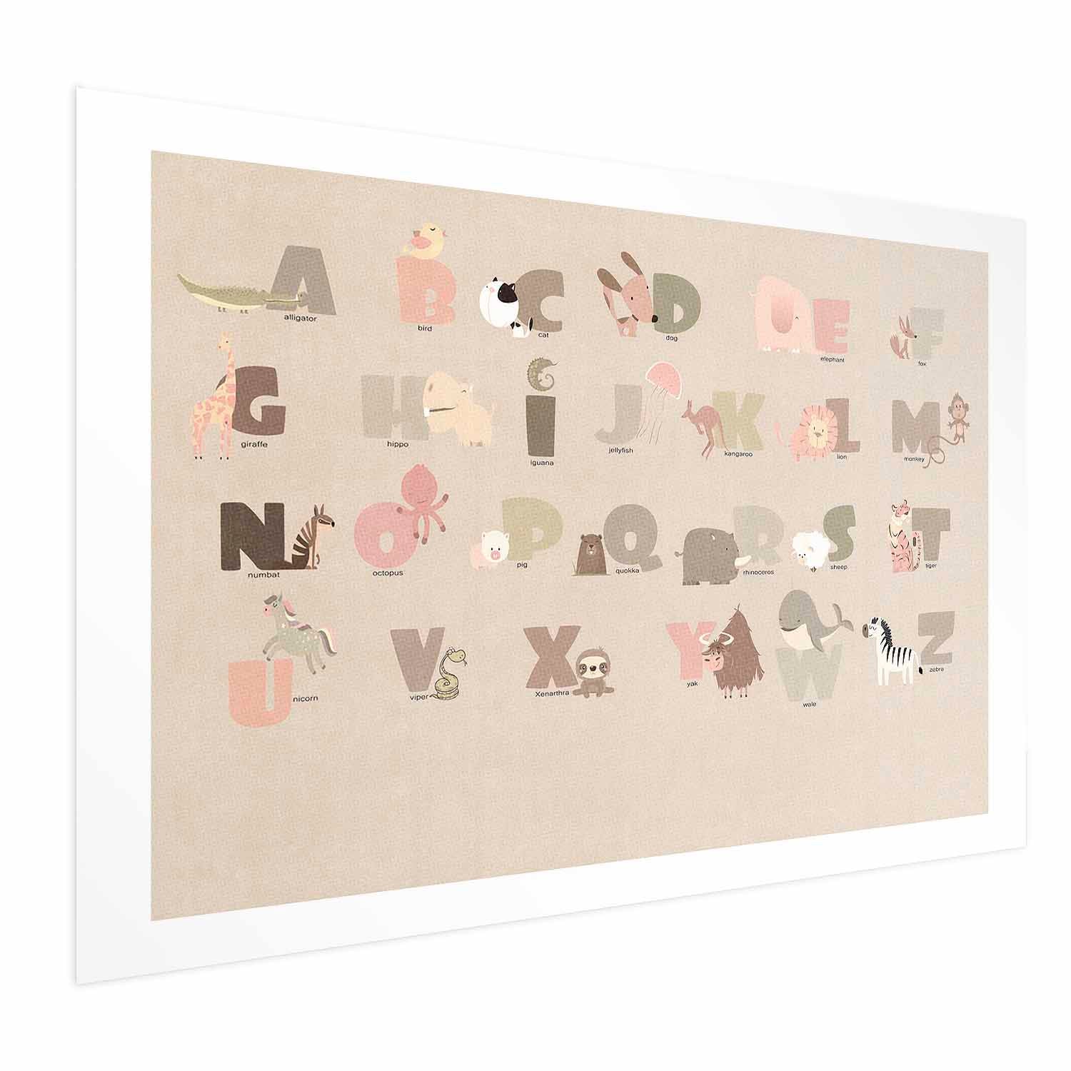 Beige Alphabet Kids Poster