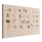 Canvas Print Alphabet at the Zoo with Joyful Animals on Beige Background