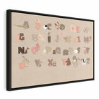 Canvas Print Alphabet at the Zoo with Joyful Animals on Beige Background