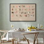 Canvas Print Alphabet at the Zoo with Joyful Animals on Beige Background