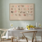 Canvas Print Alphabet at the Zoo with Joyful Animals on Beige Background