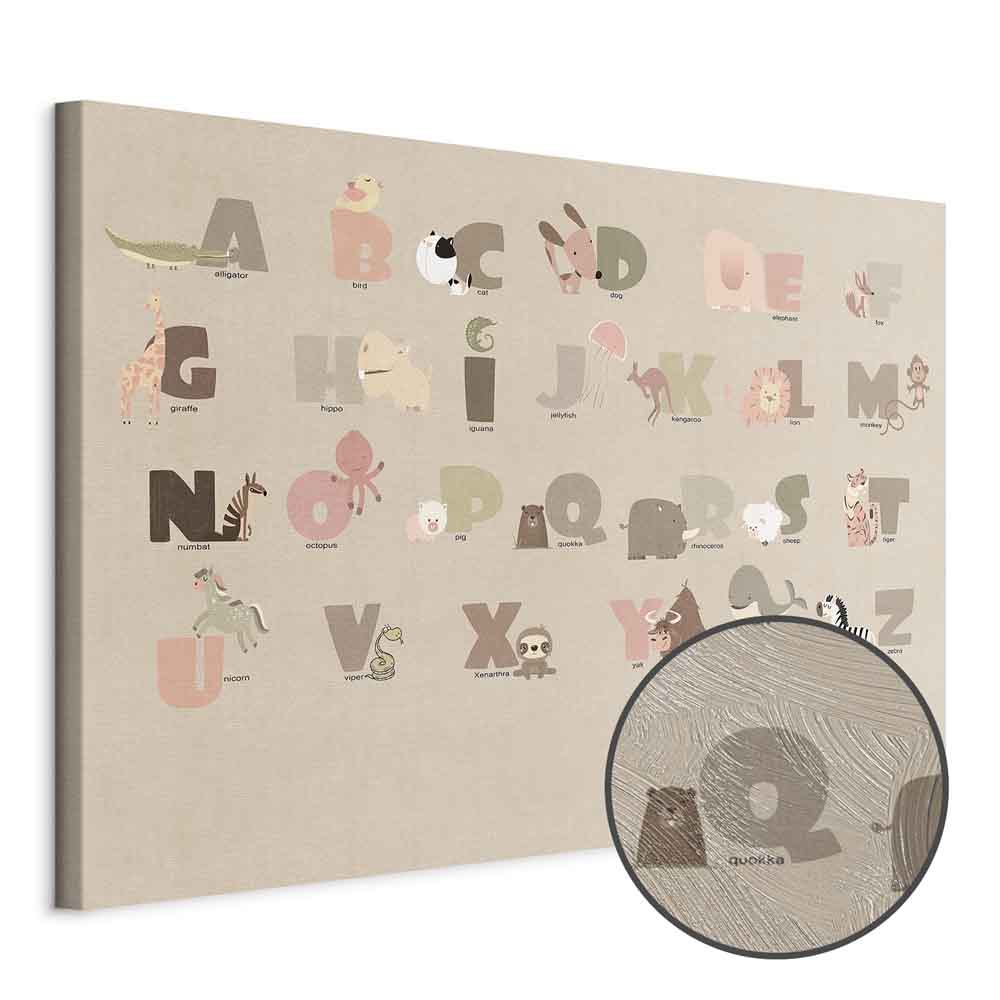 Zoo Alphabet Beige Children's Canvas Print