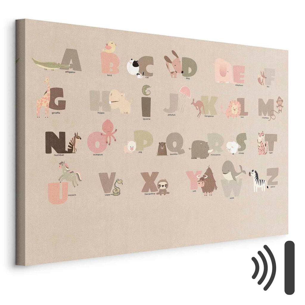 Zoo Alphabet Beige Children's Canvas Print