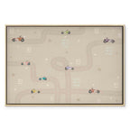 Colorful Race Cars on Beige Canvas Print