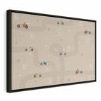 Canvas Print Race - Colorful Cars on Beige Background
