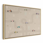 Canvas Print Race - Colorful Cars on Beige Background