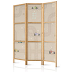 Japanese Room Divider - Race motif with colorful cars on beige background
