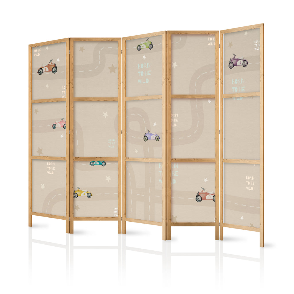 Japanese Room Divider 5-Panel - Cloudy Night Sky with Moons