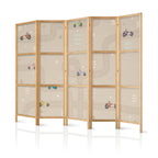 Japanese Room Divider 5-Panel - Cloudy Night Sky with Moons