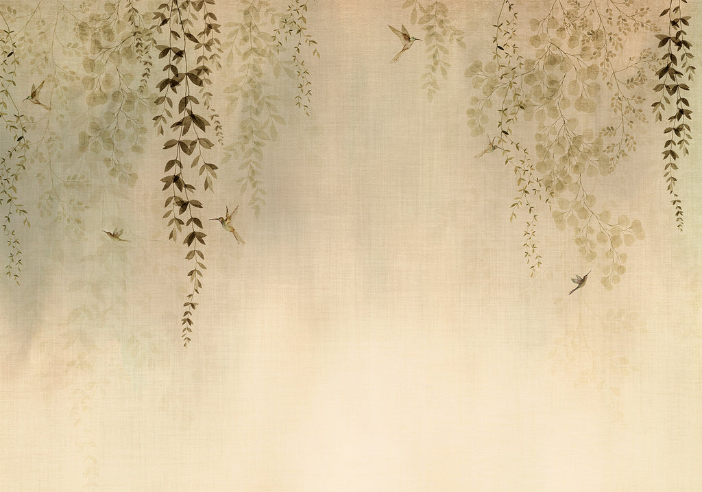 Wall Mural Beige Hummingbirds