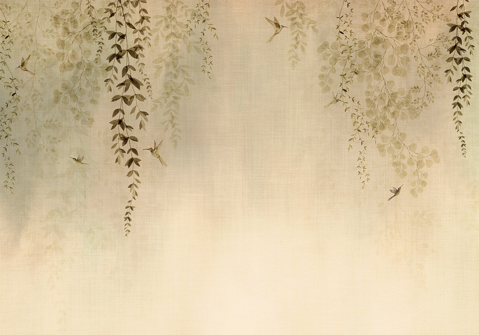 Wall Mural Beige Hummingbirds