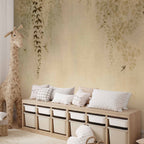 Beige Hummingbirds Nature Wall Mural