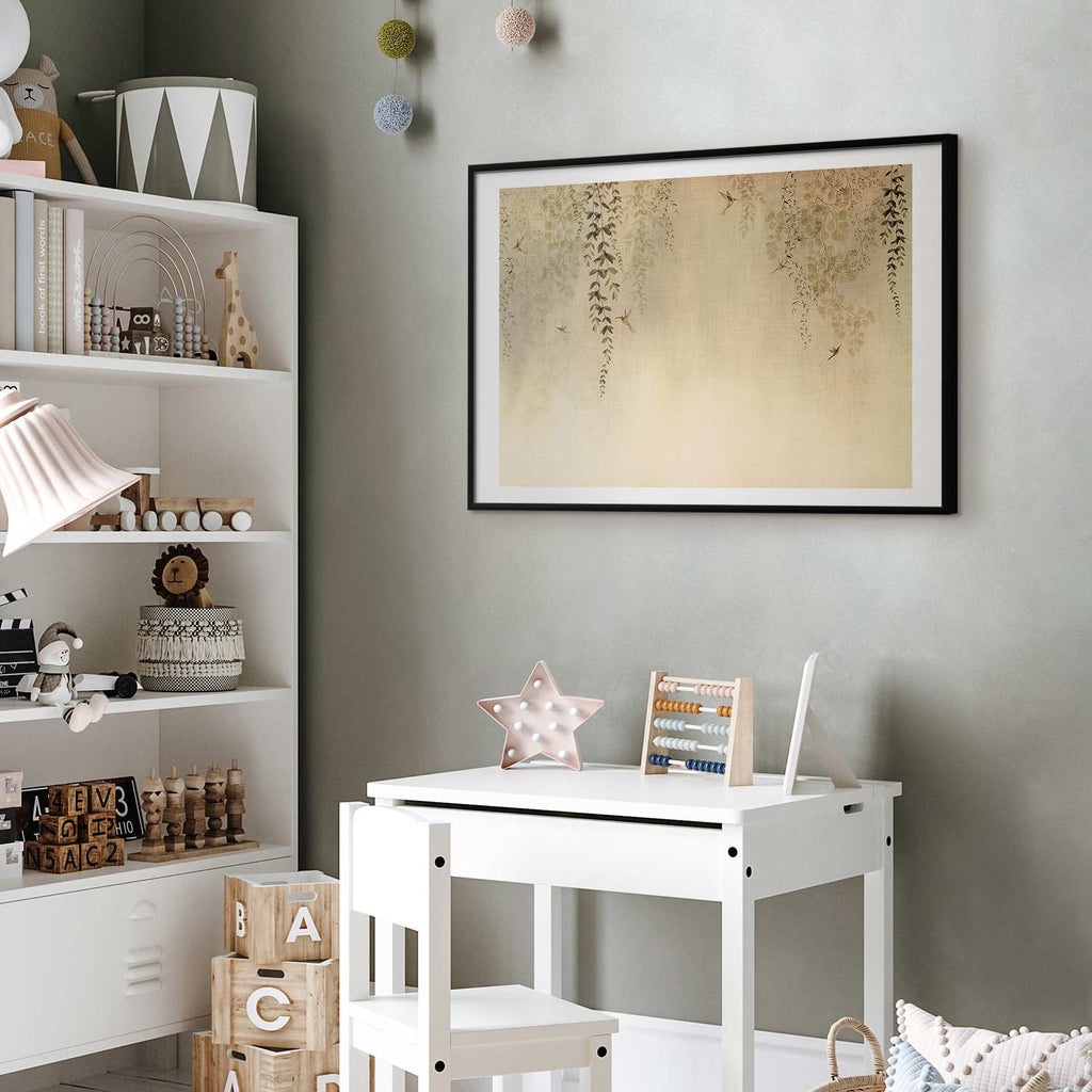 Beige Hummingbirds Nature Poster