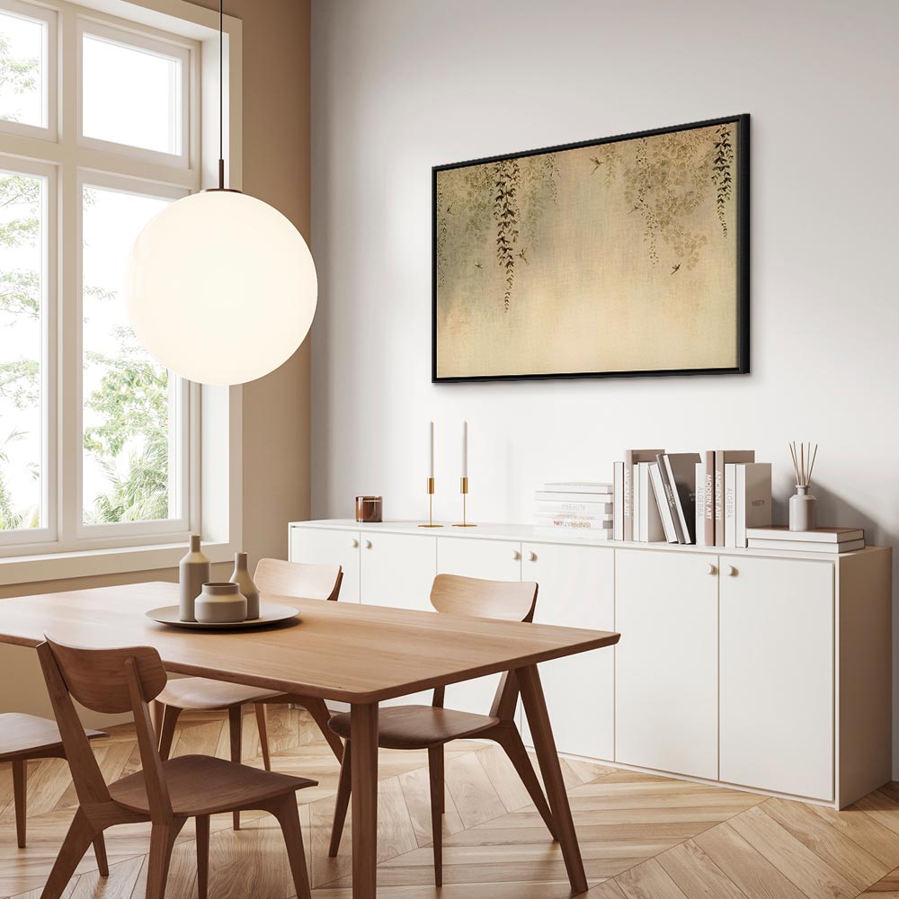 Canvas Print - Spring Orchard with Hummingbirds Beige Shades