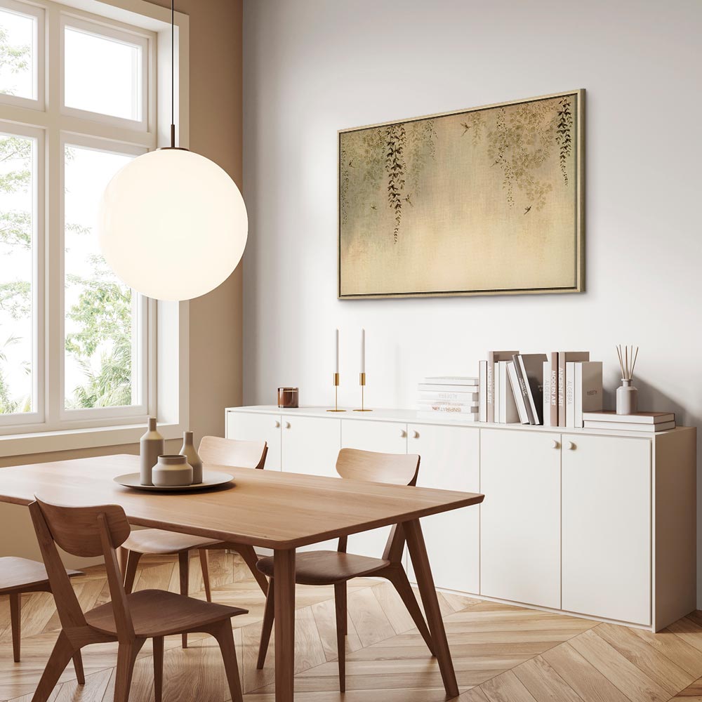 Canvas Print - Spring Orchard with Hummingbirds Beige Shades